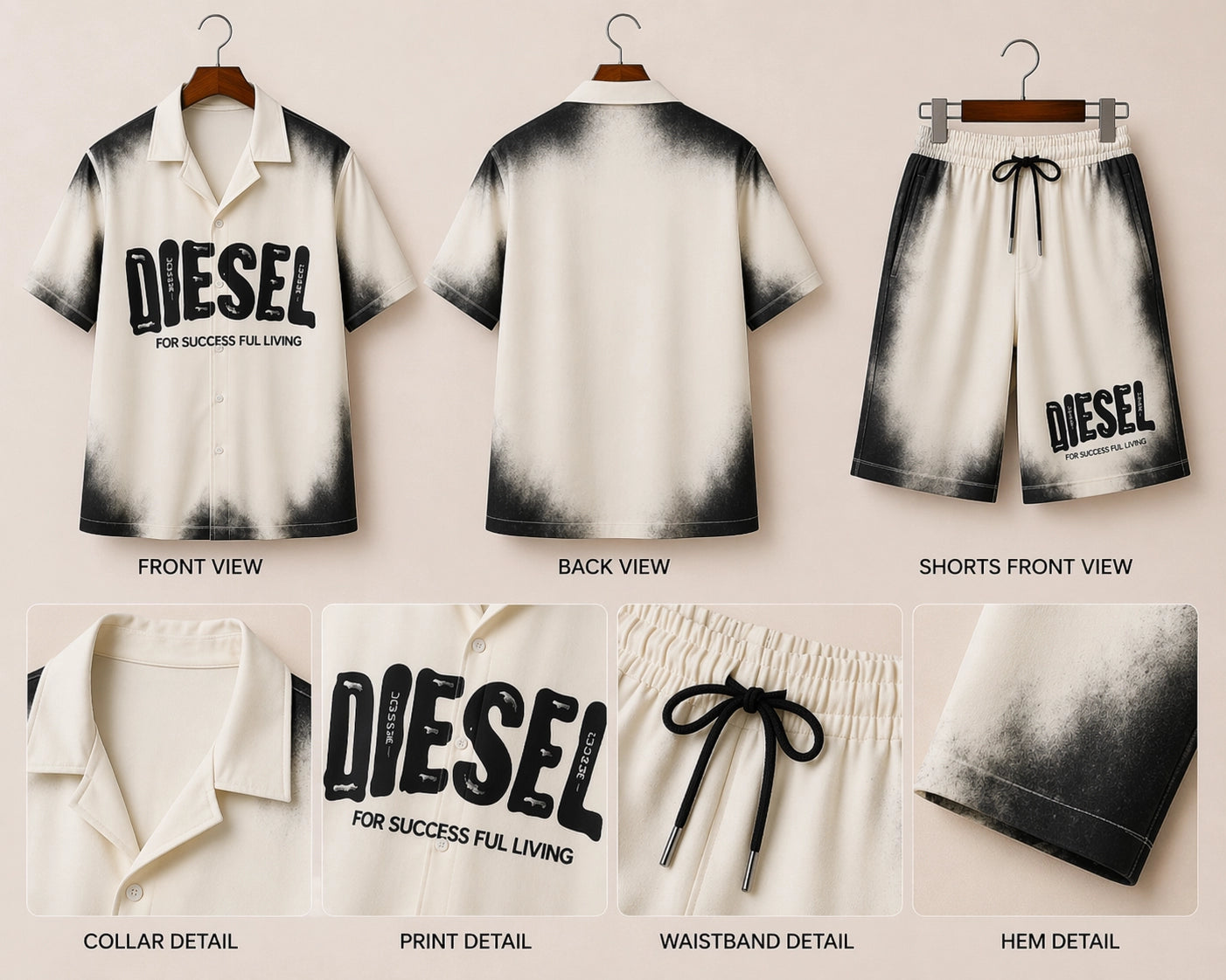 Black Diesel Half Pants Cord-set - XPCRDH