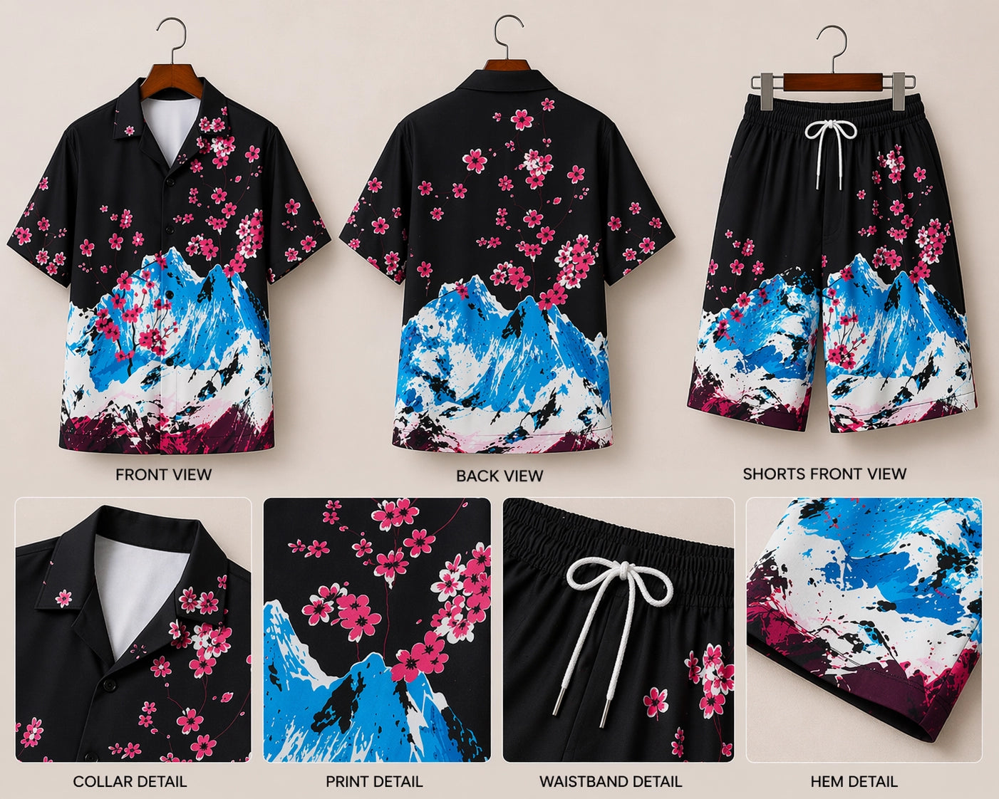 Floral Mountain Half Pants Cord-set - XPCRDH