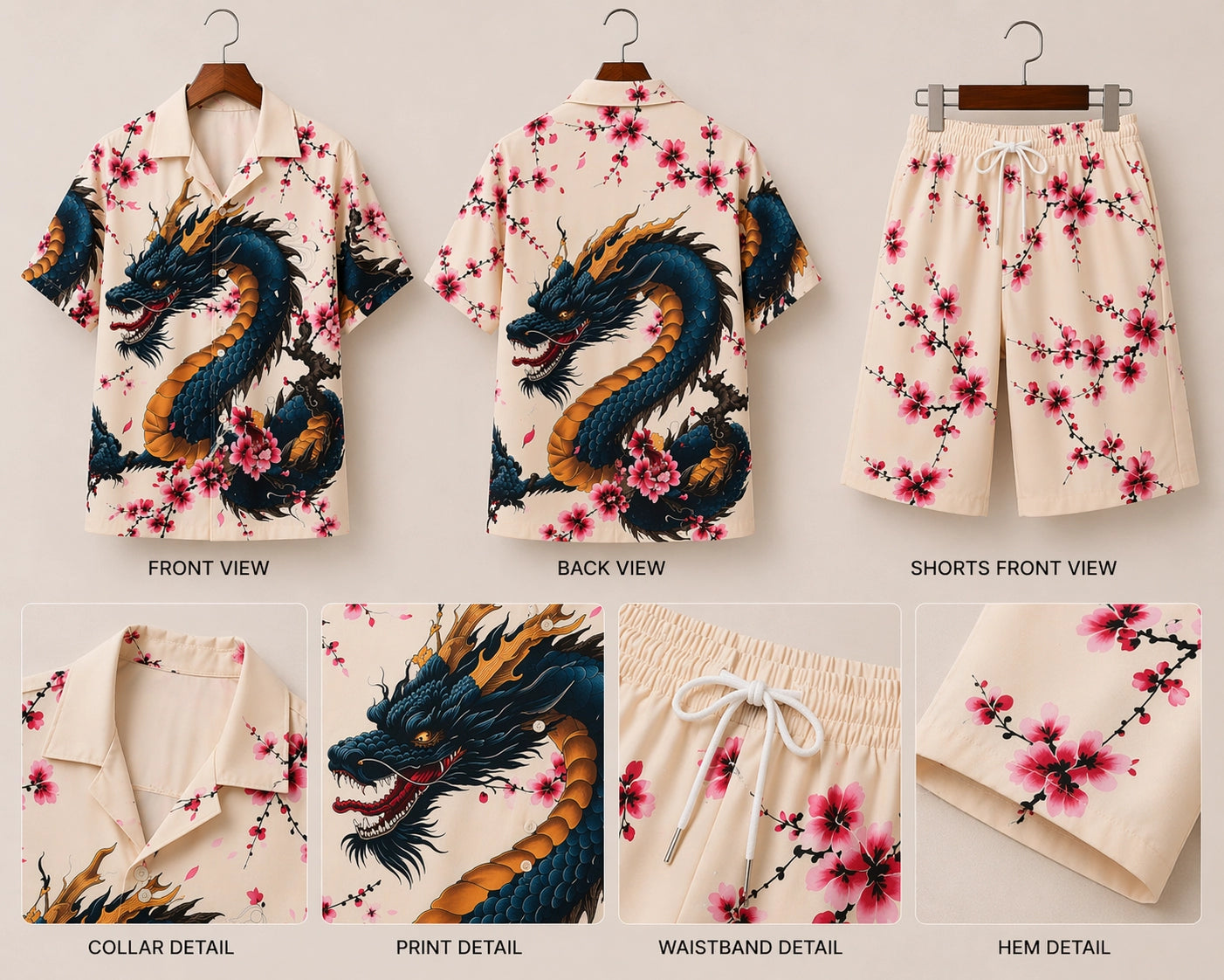 Flower Dragon Half Pants Cord-set - XPCRDH