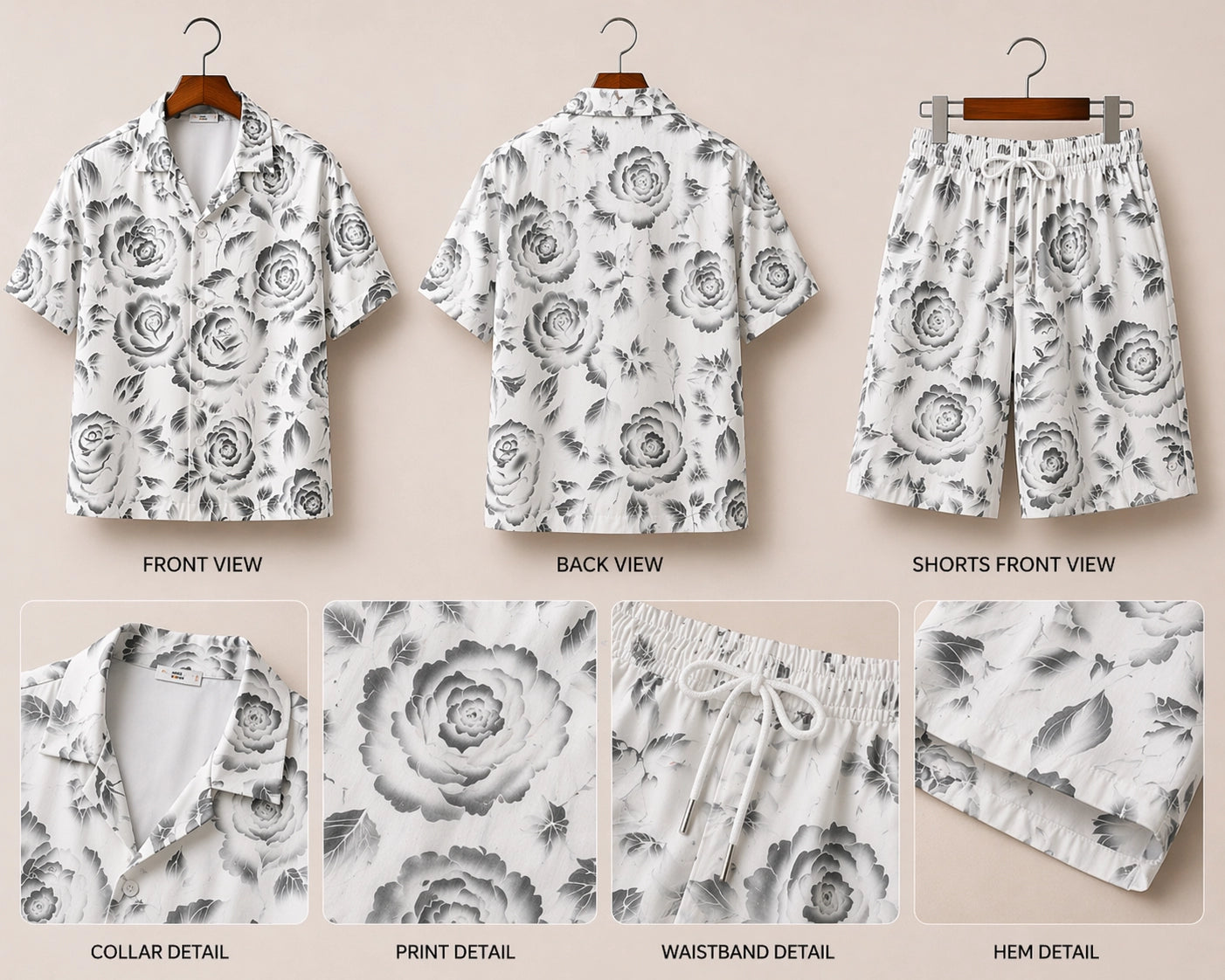 White Roses Half Pants Cord-set - XPCRDH