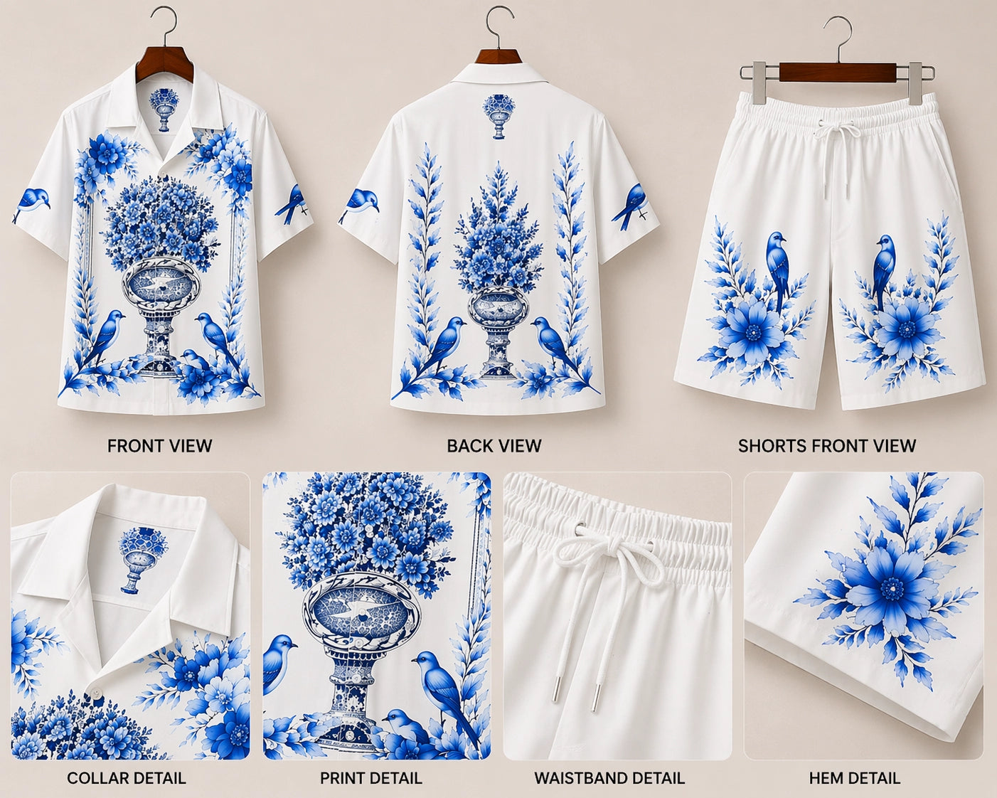 White Navy Sparrow Half Pants Cord-set - XPCRDH