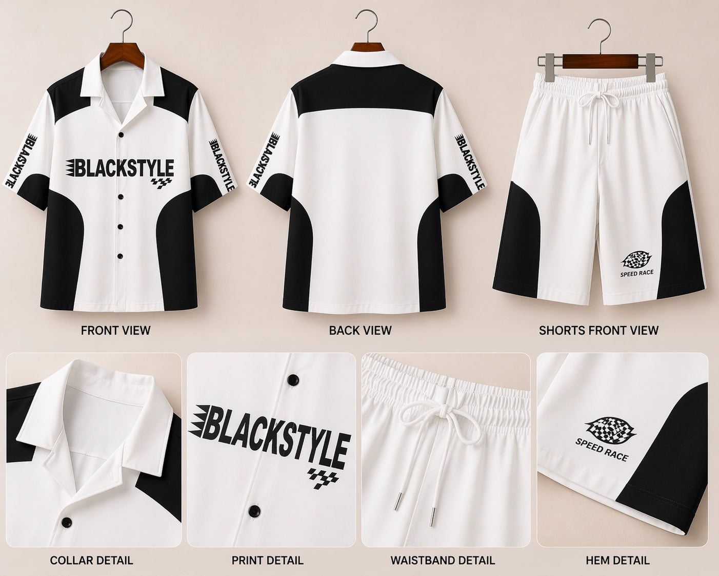 Black Style Half Pants Cord-set - XPCRDH