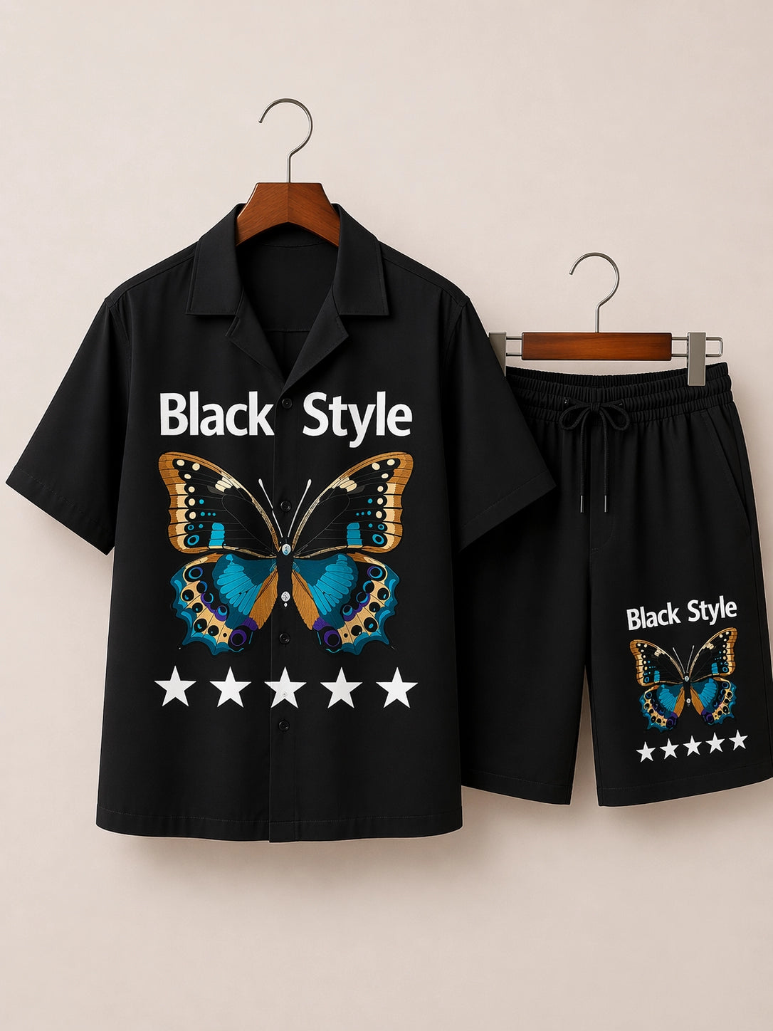 Black Butterfly Half Pants Cord-set - XPCRDH