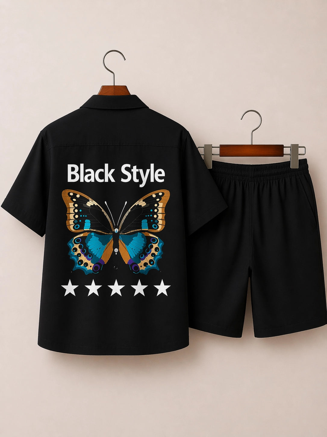 Black Butterfly Half Pants Cord-set - XPCRDH