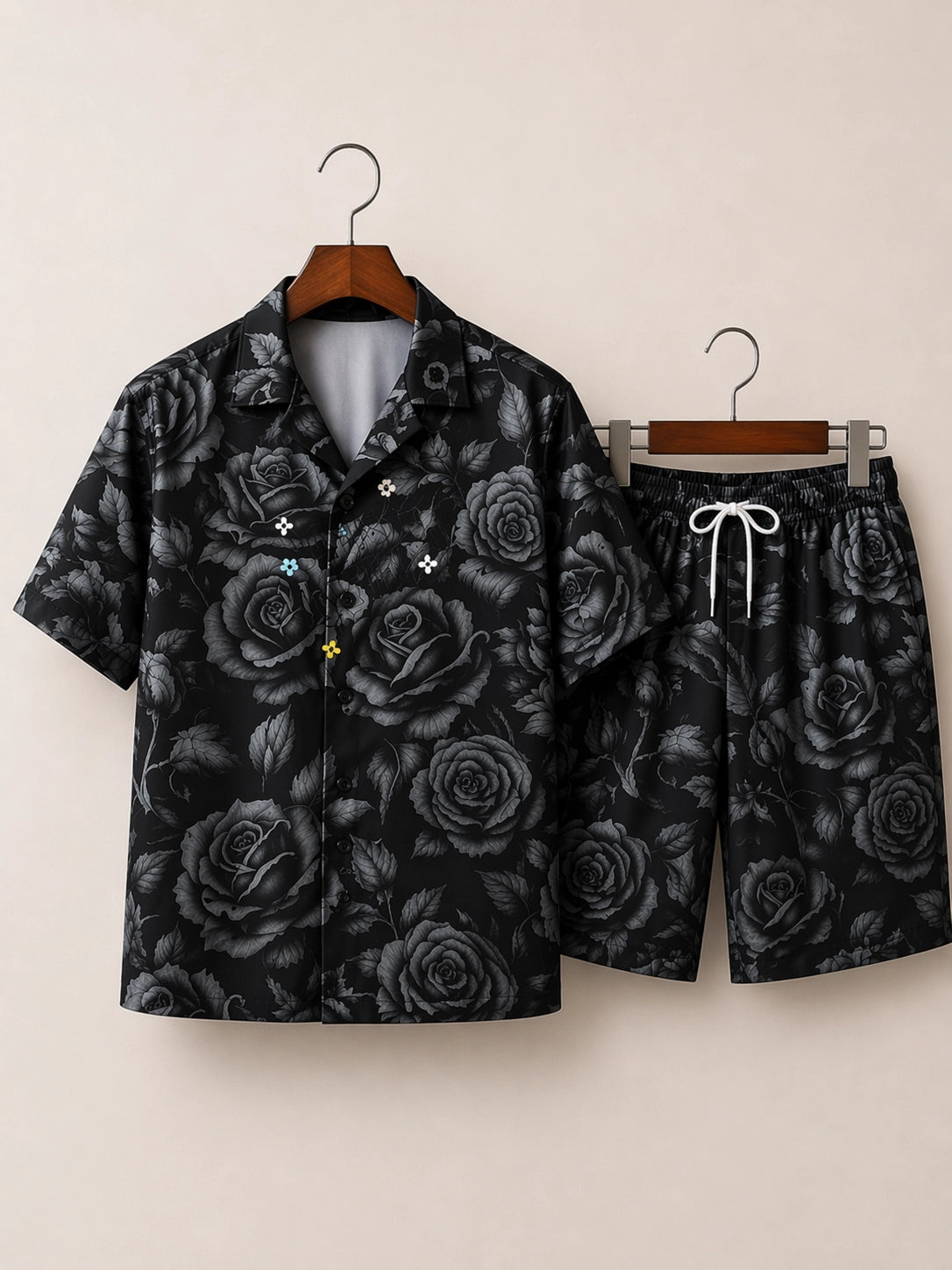 Black Rose Half Pants Cord-set - XPCRDH