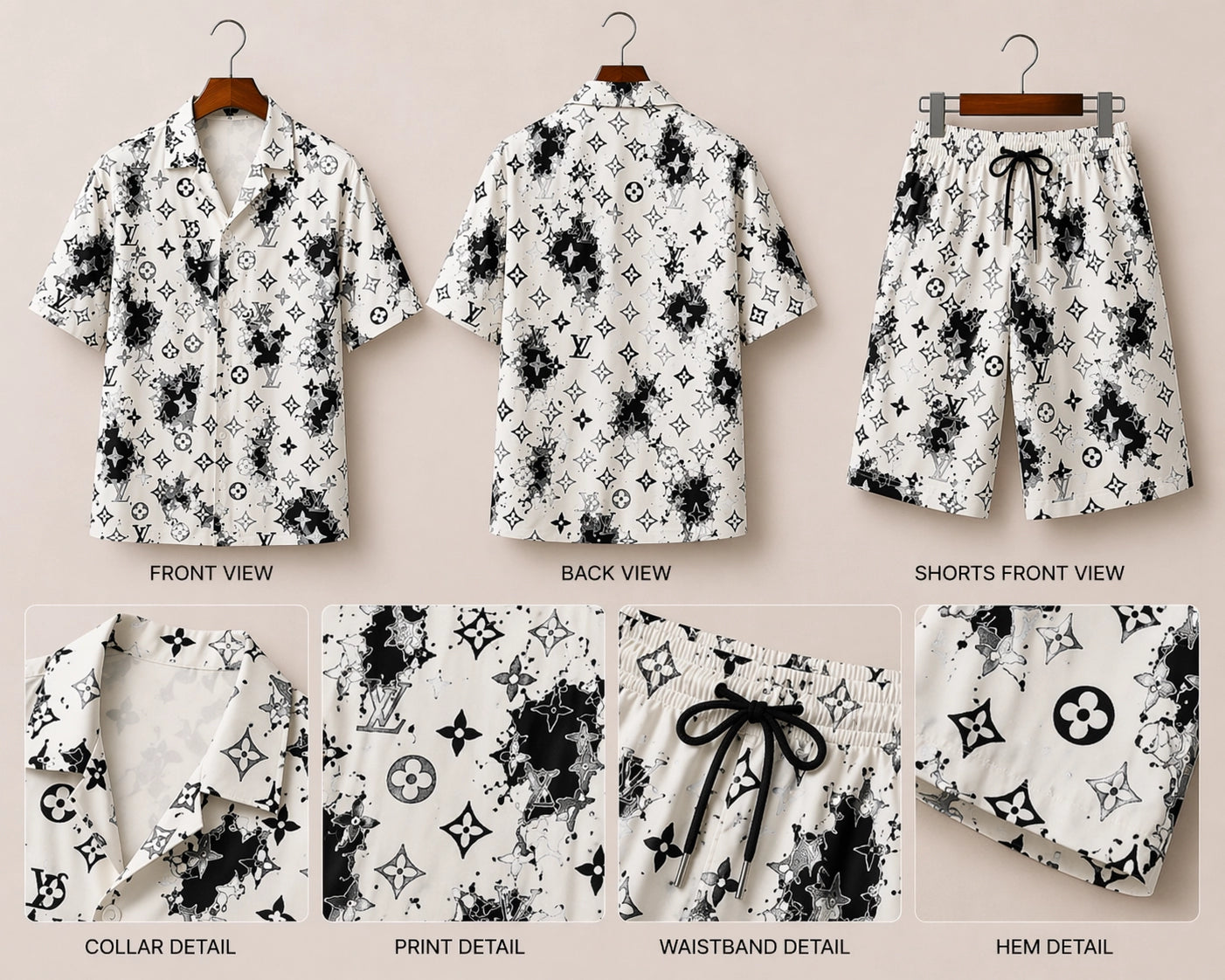 LV Printed Half Pants Cord-set - XPCRDH