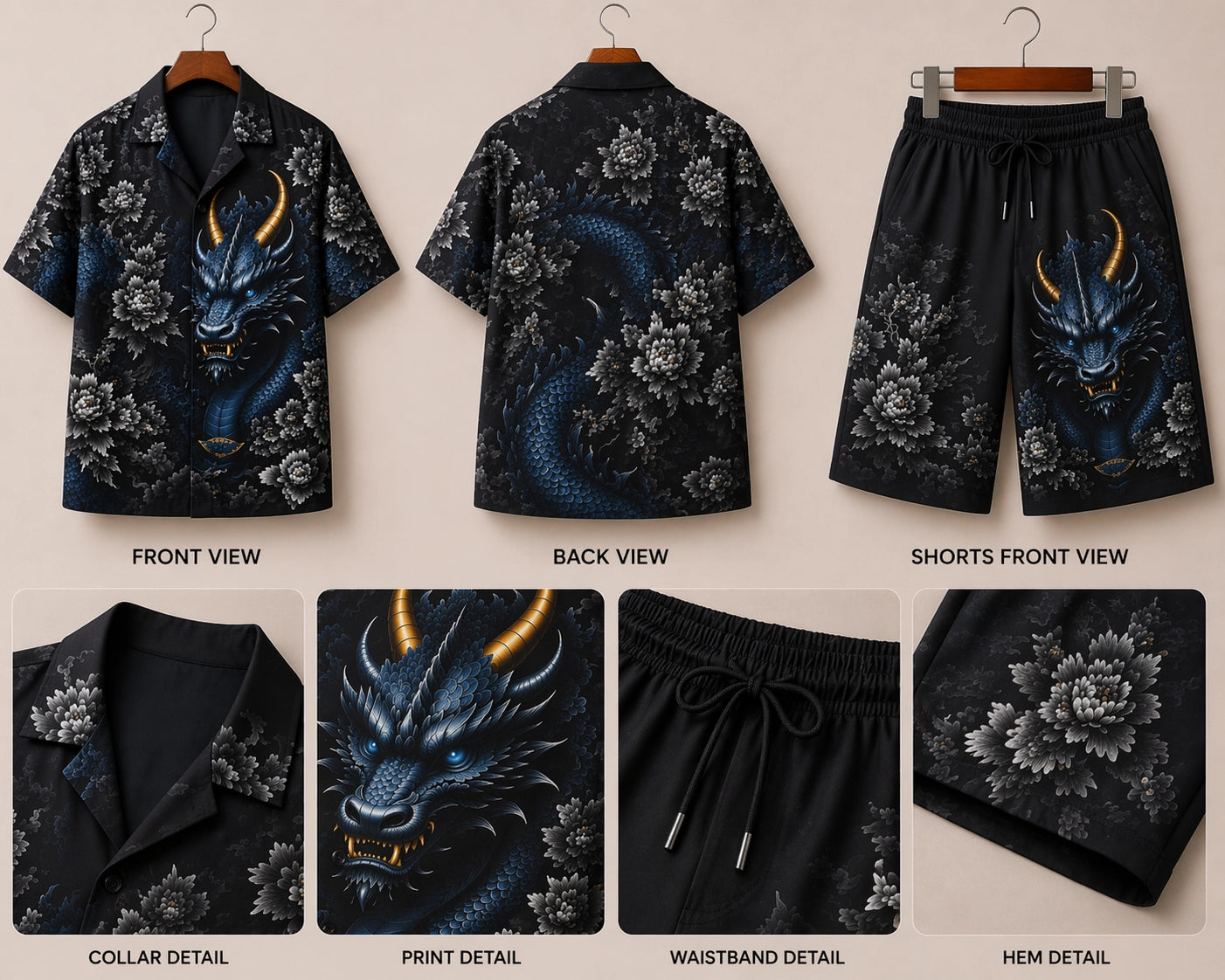 Navy Dark Dragon Half Pants Cord-set - XPCRDH