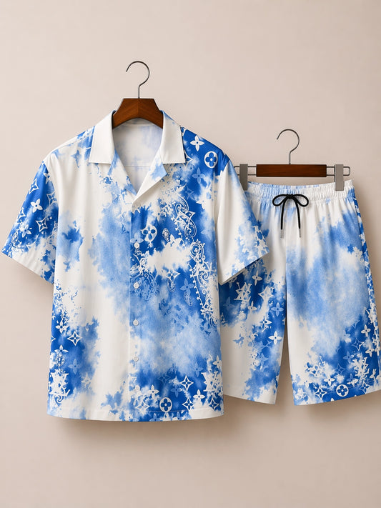 Navy White Patch Half Pants Cord-set - XPCRDH