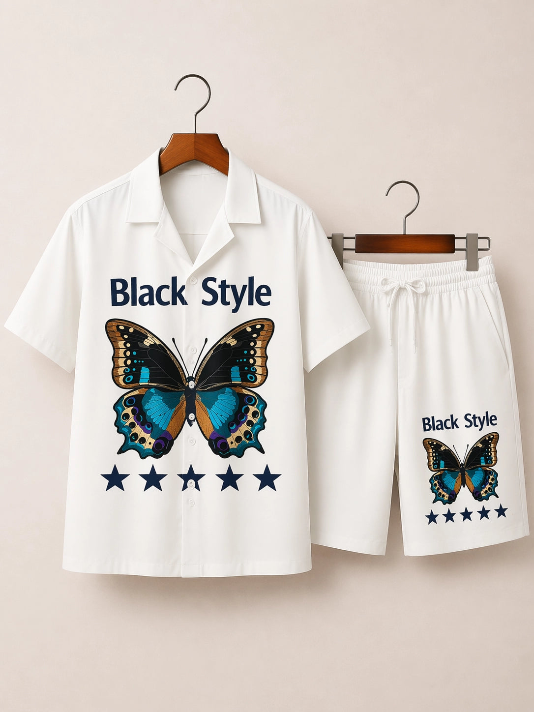 White Butterfly Half Pants Cord-set - XPCRDH