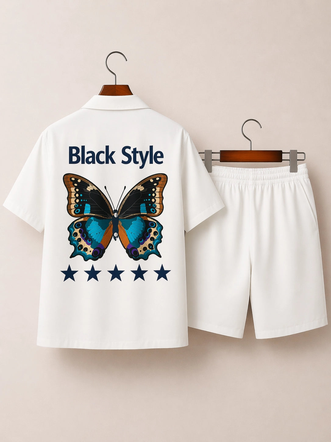 White Butterfly Half Pants Cord-set - XPCRDH