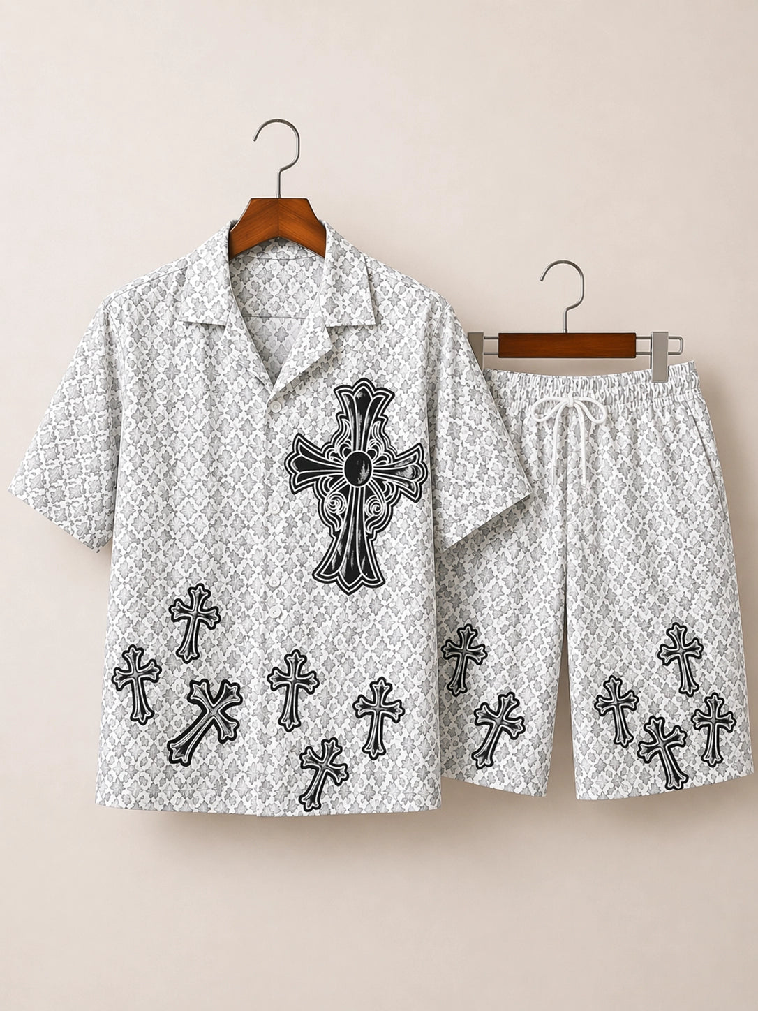 White Christ Cross Half Pants Cord-set - XPCRDH
