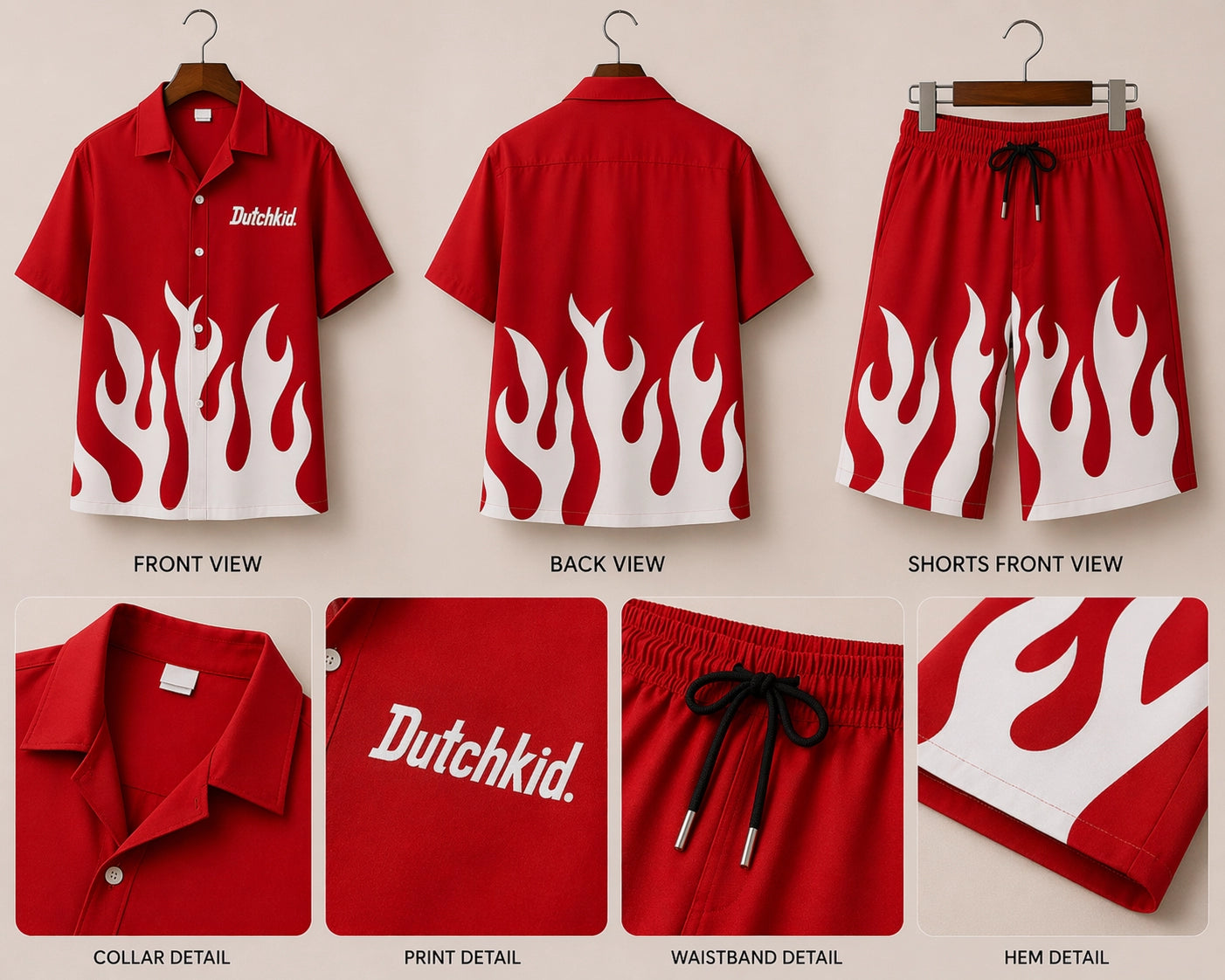 White Fire Red Half Pants Cord-set - XPCRDH