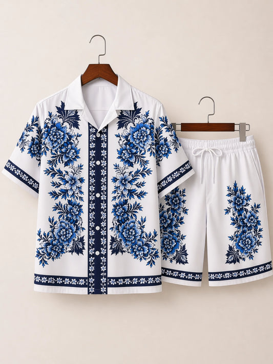 White Cross Flower Half Pants Cord-set - XPCRDH