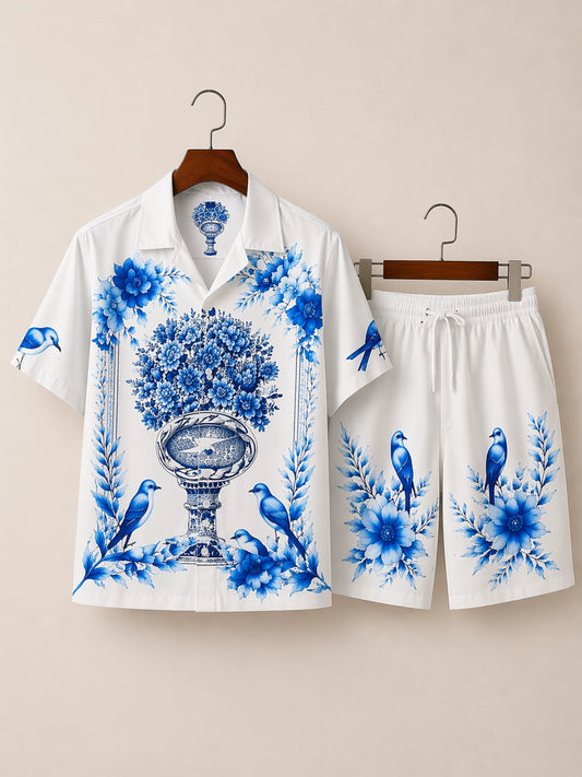 White Navy Sparrow Half Pants Cord-set - XPCRDH