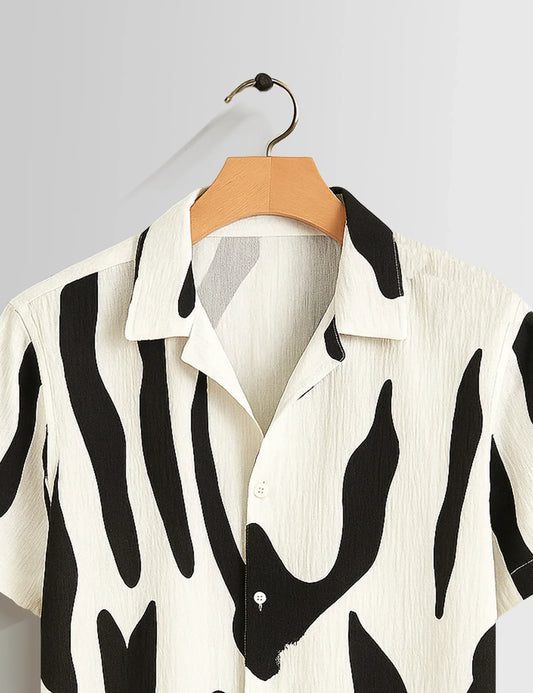 Black Scratch Printed Mens Half Sleeves Shirts - XPST