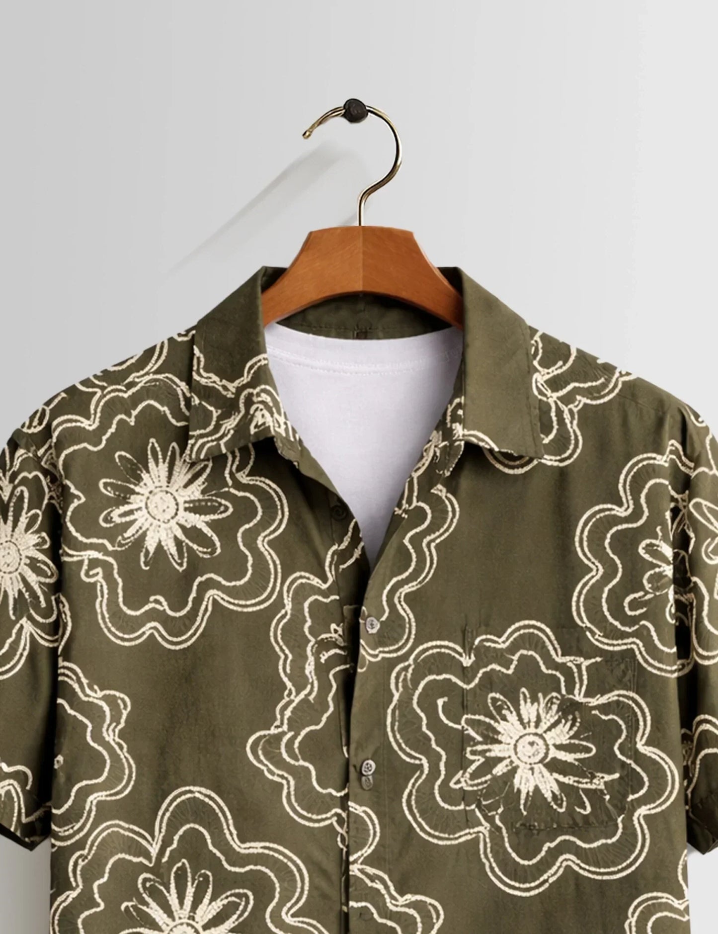 Outline Flower Mens Half Sleeves Shirts - XPST