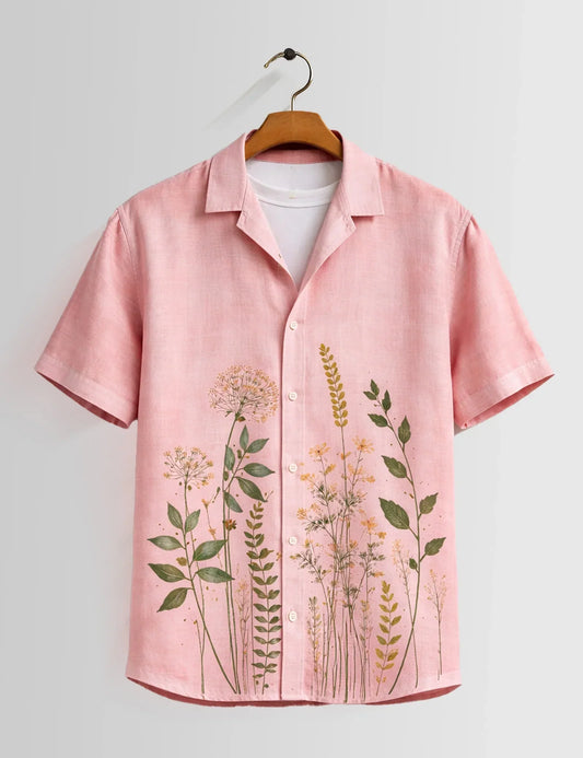 Pink Corn Mens Half Sleeves Shirts - XPST