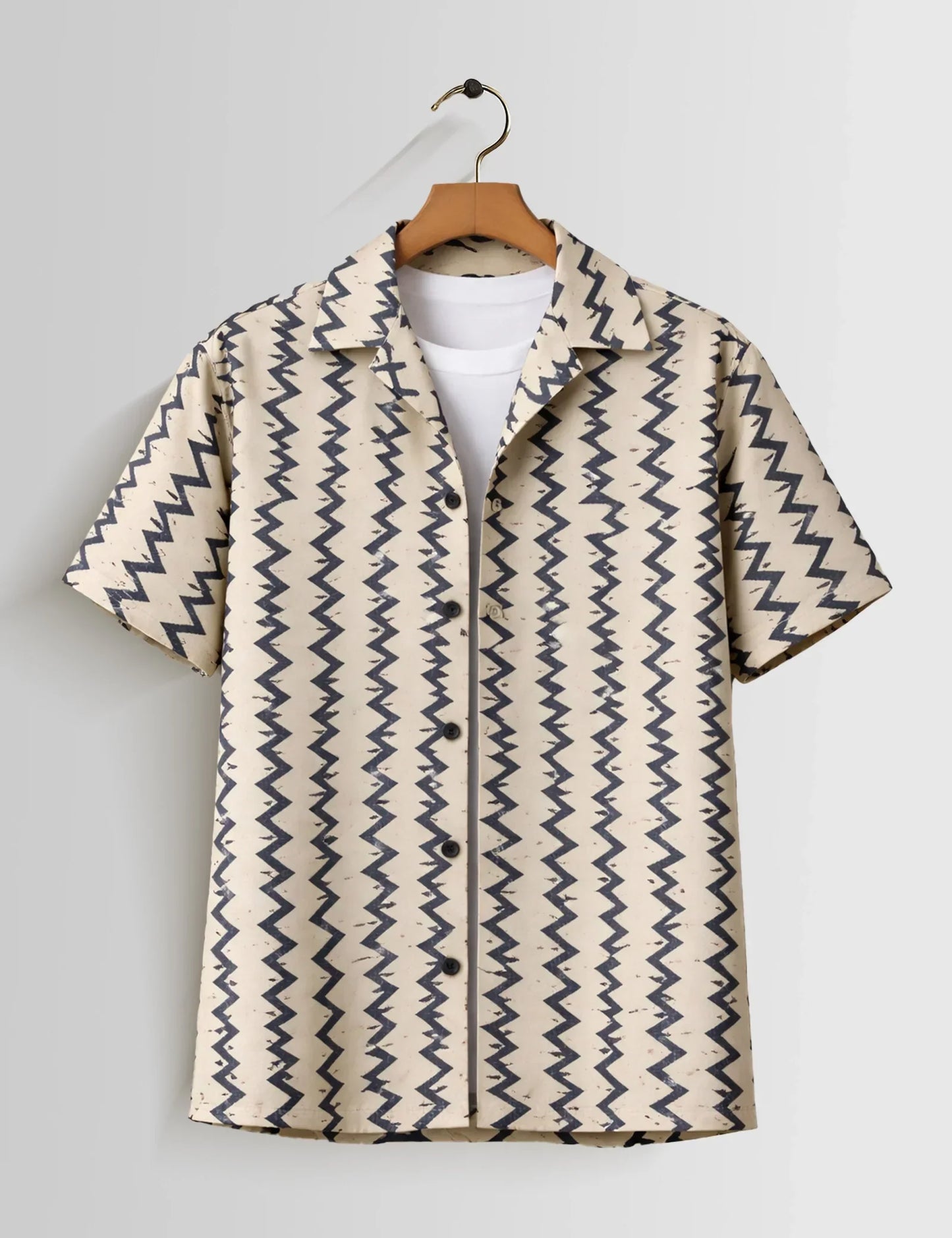 Vertical Zigzag Mens Half Sleeves Shirts - XPST